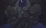  2018 5_fingers alternate_species anthro big_muscles black_body black_fur brown_eyes chiropteran collar fingers flexing fur growth huge_muscles hyper hyper_biceps hyper_muscles hyper_pecs male mammal moon muscle_growth muscular night sky smile solo sonicgamer standing wings zylo_(sonicgamer) 