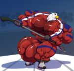  2019 5_fingers absurd_res accipitrid accipitriform anthro avian balls beak big_balls big_bulge big_muscles big_penis bird bobert bulge eagle fingers fullbody_suit genitals hi_res hockey hockey_eagle hockey_stick holding_object huge_balls huge_bulge huge_muscles huge_penis hyper hyper_balls hyper_bulge hyper_genitalia hyper_muscles hyper_pecs hyper_penis ice_rink ice_skates male muscular muscular_anthro muscular_male nipples penis skating solo sport sportsuit 