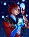  animal_ears cat_boy cat_ears crystal crystal_exarch digital_art fadeddreamss final_fantasy final_fantasy_xiv g&#039;raha_tia highres long_hair looking_up miqo&#039;te open_mouth red_eyes red_hair robe slit_pupils spoilers 