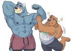  2021 abs absurd_res adios anthro biceps bottomwear clothed clothing digital_media_(artwork) fur group hi_res male mammal muscular muscular_anthro muscular_male nipples pecs 