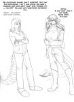  amanda_(tcitw) anthro arania boots breasts claws clothed clothing dialogue duo english_text felid female footwear fur hair herm_(lore) hi_res jack_(tcitw) lion lizard male mammal pantherine reptile scalie tail_tuft text the_cabin_in_the_woods_(arania) tuft 