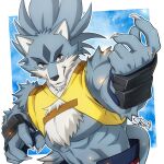  2021 abs anthro canid canine canis chest_tuft clothing digital_media_(artwork) felid fur gundam gundam_build_divers hair hi_res male mammal pantherine shima_deadstock tiger tigerwolf_(gundam_build_divers) tuft wolf 