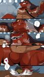  &lt;3 abs anthro avian biceps breath bulge comic dinosaur duo expressive_mask feathers gryphon hi_res human hyaku_(artist) king_of_dinosaurs king_of_fighters male mammal mask muscular muscular_anthro muscular_male mythological_avian mythology panting pecs reptile scalie sports_mask sportswear struggling submissive submissive_male teeth tizoc wrestler wrestling wrestling_mask 