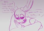  2020 animatronic anthro bodily_fluids candyxxxcorpse dialogue digital_media_(artwork) duo english_text five_nights_at_freddy&#039;s genitals hi_res humanoid lagomorph leporid licking long_ears looking_at_viewer machine male male/male mammal oral penile penis penis_lick rabbit robot saliva sex shaking sketch speech_bubble springtrap_(fnaf) sweat talking_to_viewer text tongue tongue_out trembling vein veiny_penis video_games 