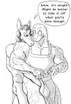  2021 absurd_res anthro anthro_on_anthro apron apron_only athletic athletic_anthro athletic_male beastars black_and_white blush clothing dialogue duo english_text equid equine eye_contact ffog gosha_(beastars) grope groping_crotch hair hand_on_crotch hi_res horse imminent_sex komodo_dragon lizard looking_at_another male male/male mammal monitor_lizard monochrome mostly_nude muscular muscular_anthro muscular_male nude reach_around reptile scalie simple_background text white_background yafya_(beastars) 