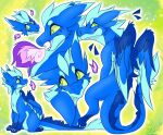  blue_body blue_feathers blue_fur blue_scales blush dragon feathers feral fire forked_tongue fur furred_dragon green_eyes hi_res male pupils raio scales slit_pupils small_fangs solo tongue 