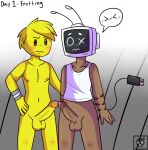  anthro balls bds17 blush clothed clothing duo embarrassed erection eyebrows fingers frottage genitals hair human humanoid jeff_(bds17) kissing male male/male mammal navel nipples nude owen_(bds17) penis penis_kissing roblox sex simple_background 