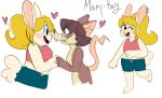  &lt;3 2020 animaniacs animaniacs_(2020) anthro blonde_hair blush bottomwear brown_body brown_fur brown_hair clothing cutoffs denim denim_clothing duo english_text female female/female fur guide_lines hair hand_holding heart_tail hulu julia_brain lagomorph leporid mammal midriff mouse multicolored_body multicolored_fur murid murine nude patch_(marking) pink_nose pinky_and_the_brain rabbit rodent shirt short_hair shorts simple_background tan_body tan_fur tank_top text topwear two_tone_body two_tone_fur ufemmeo warner_brothers white_background white_body white_fur 