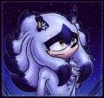 anthro bodily_fluids ear_piercing ear_ring eulipotyphlan fan_character fluffy_chest fur hedgehog hi_res inner_ear_fluff male mammal night piercing portrait ring_piercing sega skeletalheart sketch solo sonic_the_hedgehog_(series) star tears tuft white_body white_fur yellow_eyes