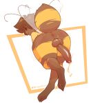 antennae_(anatomy) anthro anus arthropod arthropod_abdomen balls bee butt food genitals hi_res honey_(food) hymenopteran insect leaking_honey male mazus_(tinysmallman) presenting presenting_hindquarters simple_background solo striped_body stripes tinysmallman