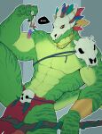 abs absurd_res anthro biceps big_muscles bone green_body hi_res lihzahrd lizard male mask mixterart muscular muscular_anthro muscular_male reptile scalie skull skull_mask solo terraria witch_doctor_(terraria)