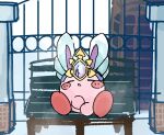  blizzard_ice_kirby closed_eyes ice_kirby kirby kirby_(series) kirby_and_the_forgotten_land open_mouth sleeping solo twitter_username 