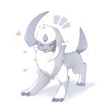 &lt;3 2022 3_toes absol ambiguous_gender bar_emanata blush canid cel_shading claws colored cute_fangs digital_media_(artwork) digitigrade feet feral fluffy fluffy_chest forehead_gem front_view full-length_portrait fur generation_3_pokemon grey_body grey_claws grey_tail hair happy hearts_around_body hearts_around_head hi_res horn k_mono kemono looking_at_viewer mammal monotone_body monotone_fur monotone_hair monotone_tail multicolored_body nintendo open_mouth open_smile pink_tongue pokemon pokemon_(species) portrait pupils quadruped red_eyes shaded shoulder_tuft smile solo standing tail three-quarter_view toe_claws toes tongue tuft two_tone_body white_body white_fur white_hair white_pupils