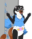 ailurid anthro bear clothed clothing diaper embarrassed female giant_panda hybrid mammal red_panda revealed shocked_expression torn_clothing wearing_diaper wereskunk20
