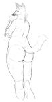 2021 anthro butt canid canine cettus chubby_anthro chubby_male hand_on_elbow hand_on_snout looking_back male mammal maned_wolf nude rear_view sketch slightly_chubby solo standing tail
