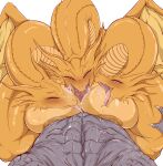 &lt;3 3_heads absurd_res anthro big_breasts bodily_fluids breast_play breasts censored crossgender drooling fellatio female female_penetrated genitals godzilla_(series) hi_res hydra kaiju king_ghidorah male male/female male_penetrating male_penetrating_female mtf_crossgender multi_head nipples oral penetration penile penis saliva sex titfuck toho tongue tongue_out yamaraim