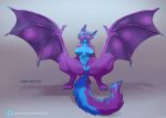 anthro blue_claws bone breast_play breasts canid canine claws digitigrade dragon errokioslem female fluffy fluffy_tail fox fur genitals hybrid looking_pleasured mammal masturbation presenting presenting_pussy purple_body purple_fur pussy scales solo solo_focus standing tail transformation wings