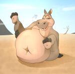 2023 anthro belly big_belly bodily_fluids common_hippopotamus desert dreamworks ears_up female gloria_the_hippopotamus hi_res hippopotamid looking_at_viewer madagascar_(series) mammal morbidly_obese morbidly_obese_anthro morbidly_obese_female narrowed_eyes navel nude obese obese_anthro obese_female open_mouth outside overweight overweight_anthro overweight_female presenting raised_leg sand signature sitting smile smiling_at_viewer smirk smirking_at_viewer solo sweat teeth zetamath