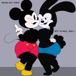 absurd_res barefoot big_butt bottomwear bulge butt chibitay clothed clothing disney feet fluffy fluffy_tail gloves handwear hi_res lagomorph leporid mammal mickey_mouse mouse murid murine oswald_the_lucky_rabbit rabbit rodent shorts tail thick_thighs