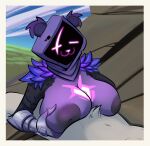 absurd_res anthro armor bear big_breasts breast_play breasts cat_smile clothed clothing crotch_tuft duo epic_games ethan8bit eyes_closed female fortnite fur gauntlets gloves grey_body grey_fur handwear hi_res hood huge_breasts inverted_nipples male male/female mammal nipples partially_clothed purple_body purple_eyes purple_fur raven_team_leader sex titfuck topless tuft