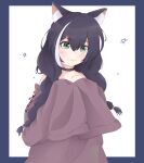  1girl animal_ears blush cat_ears cat_girl crying green_eyes highres hood hoodie karyl_(princess_connect!) long_hair long_sleeves non-web_source princess_connect! purple_hair solo 