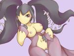  1_eye 2015 4:3 blush breasts female genitals humanoid magenta_back mega_evolution mega_mawile nintendo nipples nude pok&eacute;mon pok&eacute;mon_(species) pok&eacute;morph portrait pussy simple_background solo teeth teeth_showing thick_thighs three-quarter_portrait video_games yellow_body yellow_skin zettadragon 