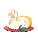  altaria alternate_color animal_focus artist_name cloud colored_skin commentary_request food highres lbsto3m no_humans plate pokemon pokemon_(creature) shiny_pokemon simple_background twitter_username watermark white_background yellow_skin |_| 