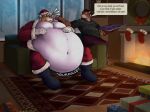 anthro asyr belly big_belly bigbearcobalt chimney christmas clothing cookie costume digestion duo father_(lore) father_and_child_(lore) father_and_son_(lore) feeding felid food hi_res holidays hyper hyper_belly living_room male mammal moobs night_(dream_and_nightmare) pantherine parent_(lore) parent_and_child_(lore) parent_and_son_(lore) rumbling_stomach santa_claus santa_costume son_(lore) tiger
