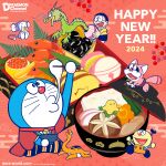  artist_request bento chinpui chinpui_(chinpui) dinosaur doraemon doraemon_(character) dragon eating food happy_new_year highres kiteretsu_daihyakka korosuke mochi new_year nobi_nobita official_art pokonyan pokonyan!_(series) robot 