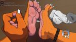 4_toes absurd_res anthro biped claws dirty_feet doggydog doggydog_(character) duo feet foot_fetish foot_focus foot_play hi_res male male/male micro pawpads paws size_difference soles toe_claws toes