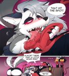 absurd_res anthro ball_lick balls blitzo_(helluva_boss) blush blush_lines bodily_fluids canid canid_demon comic daughter_(lore) demon dialogue drooling english_text father_(lore) father_and_child_(lore) father_and_daughter_(lore) female fur genitals group hair hellhound helluva_boss hi_res imp incest_(lore) licking long_hair loona_(helluva_boss) male mammal millie_(helluva_boss) moxxie_(helluva_boss) multicolored_body multicolored_fur oral parent_(lore) parent_and_child_(lore) parent_and_daughter_(lore) red_sclera saliva sex silver_hair snout tail tail_motion tailwag text tongue tongue_out two_tone_body two_tone_fur yoelrabbit