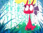 anthro dew elizabeth_(roksim) female fungus grass mushroom plant raining red_body roksim solo sparkles standing stompo tail tree