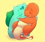  3_toes anthro bulbasaur carrying carrying_partner charmander claws duo eyebrows eyes_closed feet fire green_body green_scales happy hi_res kissing leonthelionel love male male/male nintendo orange_body plant pok&eacute;mon pok&eacute;mon_(species) romantic_couple scales semi-anthro slightly_chubby smile thick_tail toe_claws toes video_games 