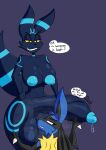 absurd_res anthro aurabutt balls big_balls big_breasts big_penis bodily_fluids breasts drooling duo eeveelution female generation_2_pokemon generation_4_pokemon genital_fluids genitals gynomorph hi_res huge_balls huge_breasts huge_penis intersex leaking_precum lucario lumoura_(aurabutt) musk nintendo penis pokemon pokemon_(species) precum saliva shiny_pokemon smile smirk sniffing stroking_penis thick_thighs umbreon zee_(aurabutt)