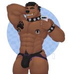 anthro bulge clothed clothing electronics hi_res male mr_sharky phone pubes solo spikes underwear underwear_only