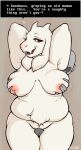 anthro big_breasts boss_monster bovid breast_grab breasts caprine cuttlehonk duo english english_text faceless_character faceless_male female fur genitals hand_on_breast hi_res horn male male/female mammal mature_anthro mature_female nipples raised_arm sex smile text thigh_sex toriel tuft undertale undertale_(series) white_body white_fur