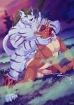 anal anime anthro asphyxiation balls bodily_fluids byakko_(yu_yu_hakusho) byako choking cum deer deerdigger duo felid furryratchet genital_fluids genitals hi_res invalid_tag male male/male mammal pantherine penis rough_sex sex tiger yu_yu_hakusho