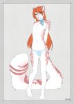 accelo accelo_(character) anthro bell blue_eyes bow_ribbon clothing felid fur girly hair heterochromia hi_res long_hair long_tail looking_at_viewer male mammal orange_hair pantherine panties pawpads pink_body pink_fur plantigrade plantigrade_pawpads purple_eyes simple_background snow_leopard solo tail underwear white_body white_fur