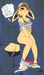  absurd_res anthro anthrofied barefoot blush bodily_fluids bottomwear clothed clothing digital_media_(artwork) eeveelution english_text fan_character feet female fur genital_fluids genitals hair hands_between_legs hat headgear headwear hi_res jolteon mammal nintendo peeing pok&eacute;mon pok&eacute;mon_(species) pok&eacute;morph pussy raveneevee simple_background sitting smile solo text thought_bubble urine video_games watersports yellow_body yellow_fur 