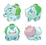  :d alternate_color animal_focus bulbasaur closed_mouth ditto extra_legs looking_at_viewer multiple_views newo_(shinra-p) no_humans open_mouth pokemon pokemon_(creature) simple_background sitting smile tail white_background 
