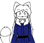 2d_(artwork) anonymous_artist anthro averi_(fiddleafox) belt blue_clothing blue_coat blue_topwear canid canine clothing coat digital_drawing_(artwork) digital_media_(artwork) female fox looking_at_viewer mammal neck_tuft robe simple_background sketch smile solo topwear tuft unknown_artist white_background