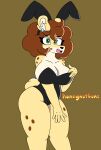 anthro big_breasts big_butt breasts bunny_costume butt cleavage clothed clothing costume darline_(honibnuuy) deer female hand_on_leg hi_res honibnuuy huge_breasts mammal solo thick_thighs