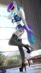 3d_(artwork) absurd_res anthro aurora_starling blue_hair blue_nail_polish blue_nails bra clothing colored_nails cutie_mark digital_media_(artwork) earth_pony equid equine female fishnet fishnet_legwear footwear garter_straps gradient_hair gradient_tail hair hasbro hi_res high_heels horse legwear mammal my_little_pony nails panties pony purple_eyes purple_hair shadowboltsfm stockings underwear