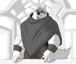 anthro bottomwear canid canine canis cloak clothing death_(puss_in_boots) dreamworks looking_at_viewer male mammal pants puss_in_boots_(dreamworks) red_eyes risebernold solo tail wolf