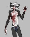 anthro blood bodily_fluids clothing corpse death domestic_cat felid feline felis girly gore hi_res male male/male mammal murdered necrophilia snuff solo stab underwear zenniefox