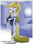  2001 aldebran animaniacs bed bedroom blonde_hair breasts camisole cleavage clothed clothing female hair mammal minerva_mink mink mustelid nightgown pubes solo translucent undressing 
