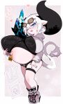  1girl animal_ears belly blue_eyes breasts cow_ears cow_horns cow_tail ear_piercing ear_tag eyewear_on_head fang hair_between_eyes high_heels horns huge_breasts huge_horns mato_tsuyoi nail_polish navel_piercing oppai_loli original piercing pregnant short_hair short_shorts shorts simple_background stomach stomach_day sunglasses tail white_background white_hair yamada_vanhouten 