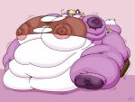 2018 3_toes 4:3 5_fingers anthro areola areola_outline athletic_wear barefoot batspid2 belly big_areola big_belly big_breasts big_nipples biped black_eyebrows black_eyelashes black_eyes blonde_hair bottomwear breasts brown_clothing brown_topwear canid canine cel_shading cleavage clothed clothing crop_top digital_drawing_(artwork) digital_media_(artwork) ear_markings eva_(batspid2) eyebrow_through_hair eyebrows feet female fingers flabby_arms fox front_view full-length_portrait fur glistening glistening_eyes gloves_(marking) gym_bottomwear gym_shorts hair huge_areola huge_belly huge_breasts huge_nipples huge_thighs hyper hyper_belly hyper_hips hyper_thighs leg_markings love_handles mammal markings mature_anthro mature_female midriff morbidly_obese morbidly_obese_anthro morbidly_obese_female motion_lines multicolored_body multicolored_fur narrowed_eyes navel nipple_outline nipples obese obese_anthro obese_female orange_bottomwear orange_clothing overweight overweight_anthro overweight_female pink_areola pink_background pink_body pink_fur portrait puffy_areola puffy_nipples purple_body purple_fur shaded shadow shirt shorts signature simple_background sitting socks_(marking) soles solo sweatdrop_(iconography) tail tail_markings tail_tuft thick_thighs three-quarter_view toes topwear torn_clothing torn_topwear translucent translucent_hair tuft weight_gain white_body white_fur