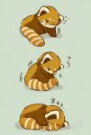 2024 ailurid biped black_nose brown_body dot_eyes eyes_closed feral hi_res kemono lying mammal red_panda shi_nominmin sleeping solo tired