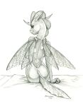 2024 anthro anthrofied arthropod baron_engel bed butt changeling female friendship_is_magic furniture hasbro hi_res horn insect_wings looking_at_viewer looking_back looking_back_at_viewer my_little_pony ocellus_(mlp) solo tail unicorn_horn wings